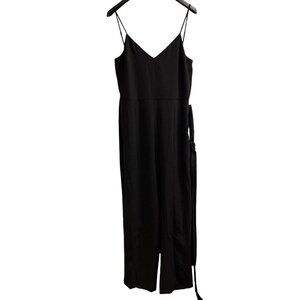 Dress The Population Sam Jumpsuit Womens XXL Black Crepe Wide Slit Leg Cocktail
